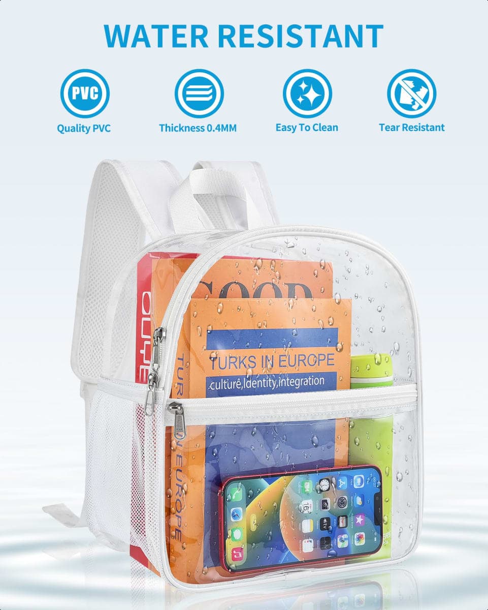Paxiland Clear Backpack Stadium Approved, 12x10.5x6 Inches Clear School Bag, White, 12x10.5x6 inches, Backpacks thumbnail 4