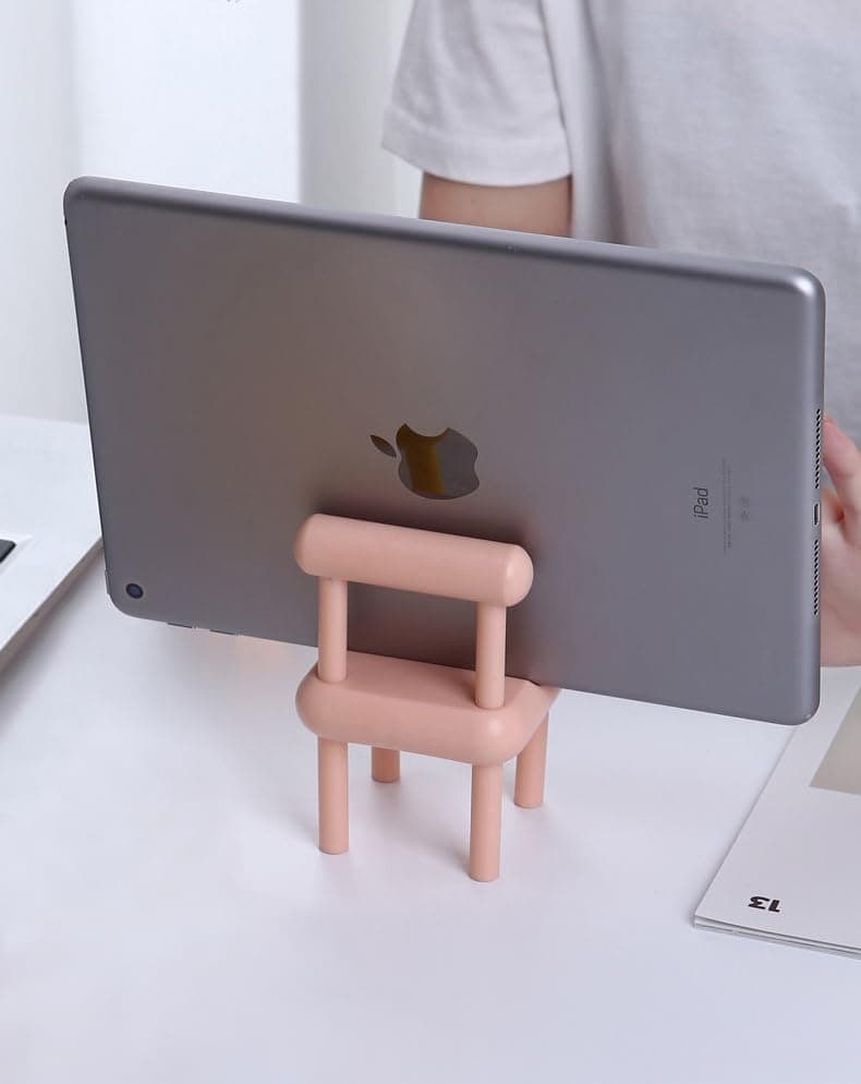 DIY Mini Chair Cell Phone Stand, Candy Color Mobile Phone Holder, Multi-Angle Chair Shape Table Phone Bracket, Compatible with All Mobile Phones, PP Material and Well Made (Pink) thumbnail 3