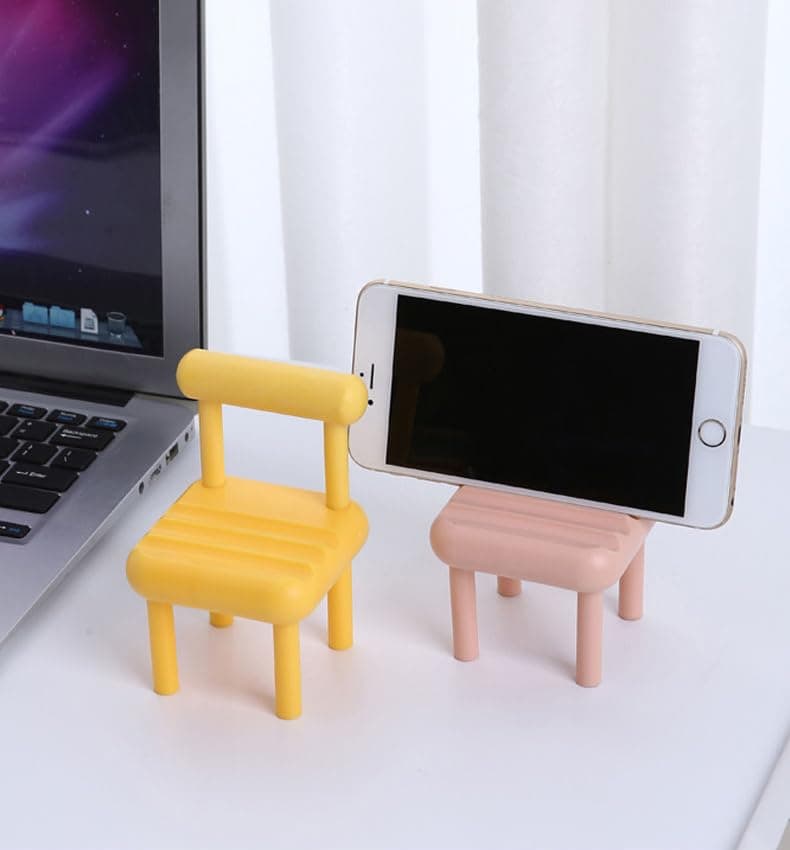 DIY Mini Chair Cell Phone Stand, Candy Color Mobile Phone Holder, Multi-Angle Chair Shape Table Phone Bracket, Compatible with All Mobile Phones, PP Material and Well Made (Pink) thumbnail 4