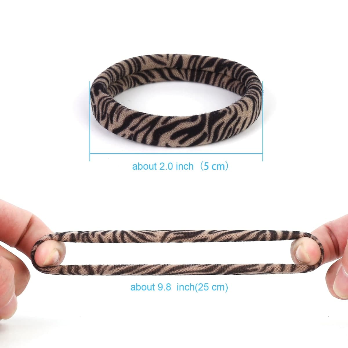 50PCS Black Hair Ties for Women, Cotton Seamless Hair Bands, Elastic Ponytail Holders, No Damage for Thick Hair, 2 Inch in Diameter, by Nspring thumbnail 3