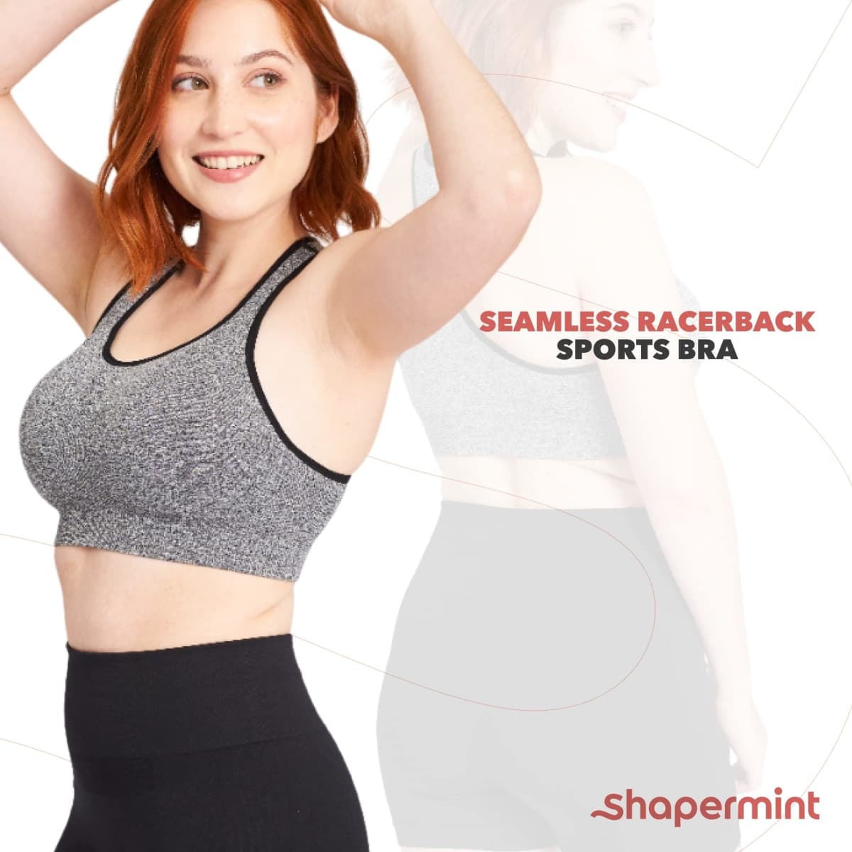 SHAPERMINT Sports Bras for Women, Racerback Workout Bra, Medium Support thumbnail 4