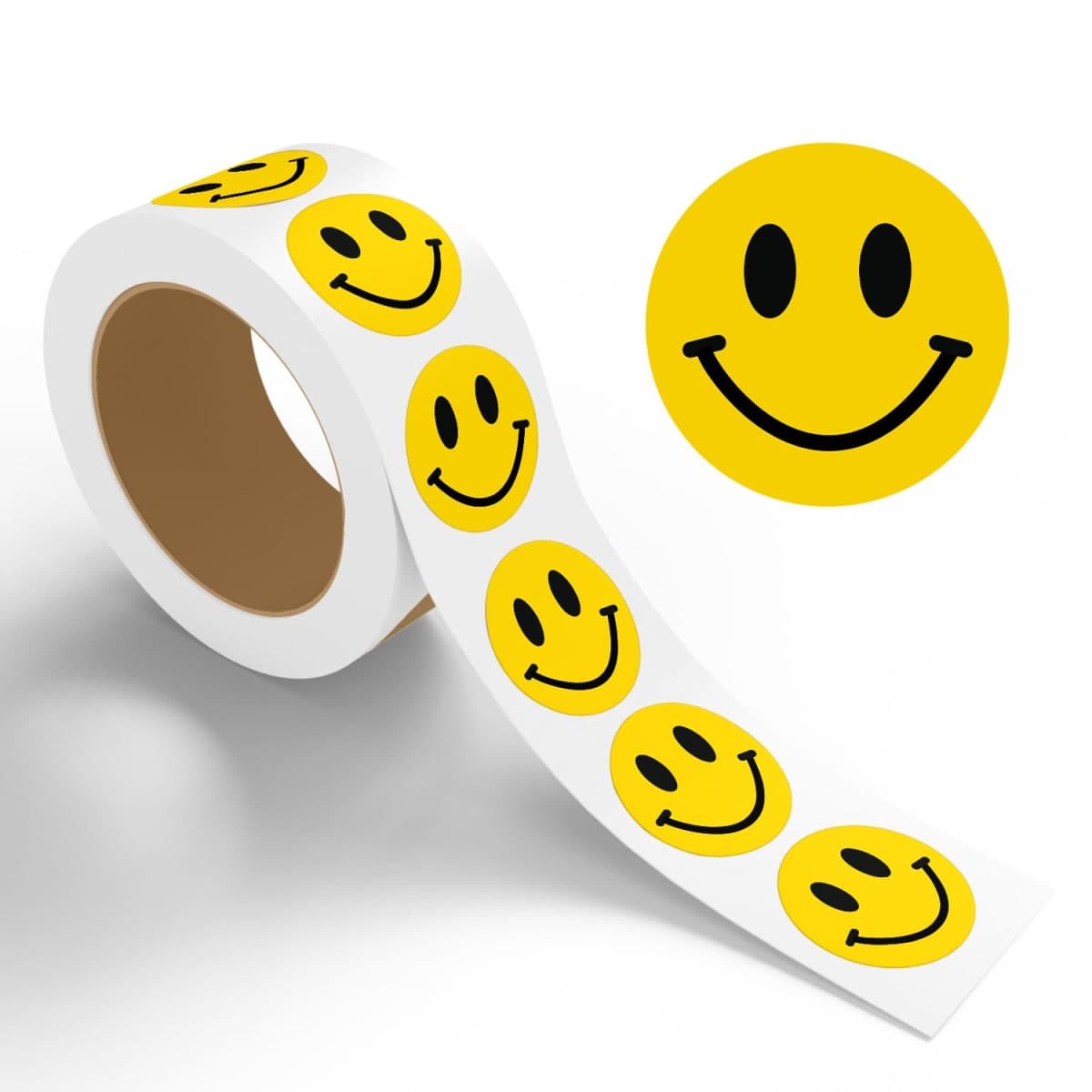 Stickerjet Happy Face Smile Stickers, 2"X2", Roll of 500 Self-Adhesive Labels Perfect for Crafts, Labeling, Decorations, and Parties. Bright, Fun, and Easy to Use — image 1