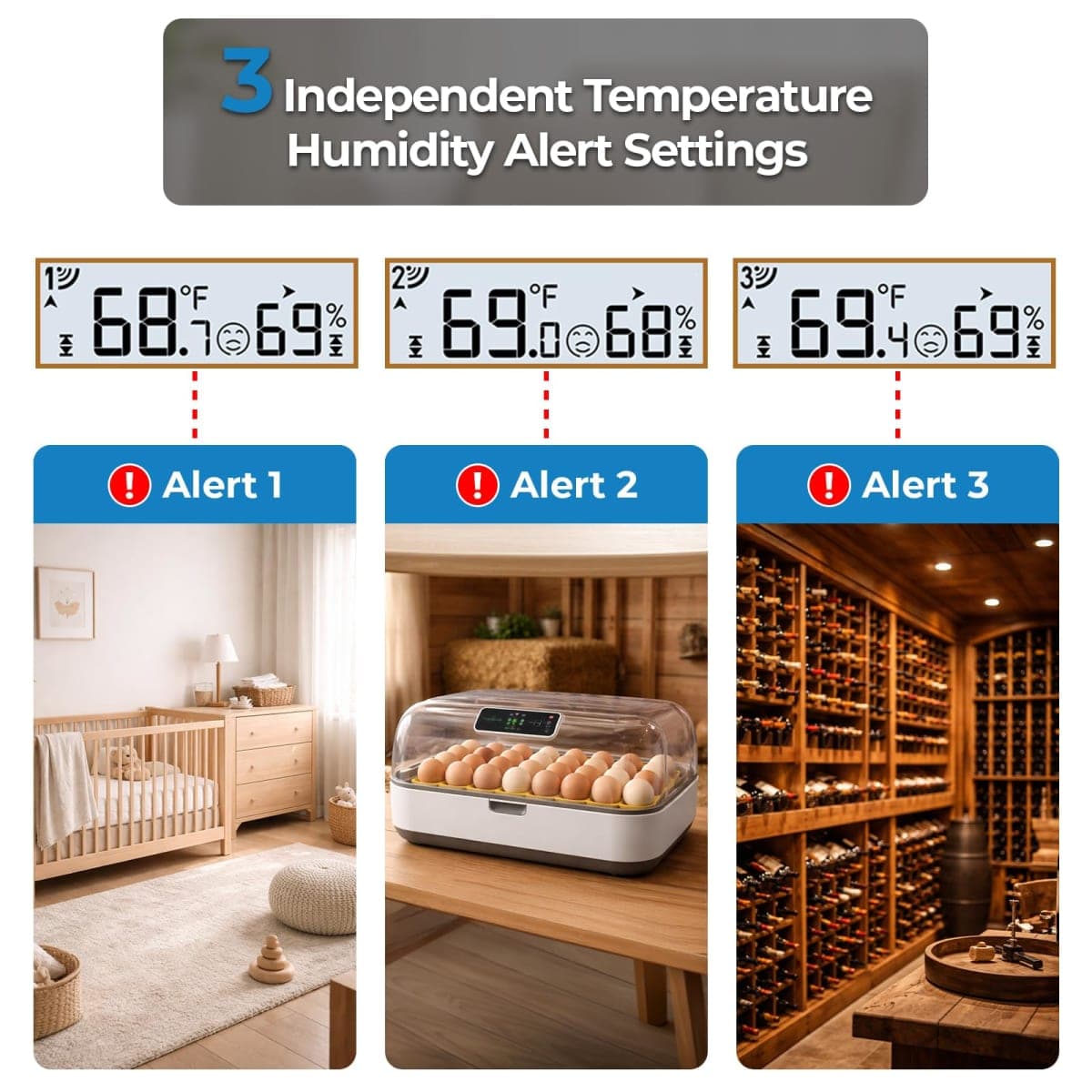Weather Stations Indoor Outdoor Thermometer Wireless, 4.5 Inch Display Digital Hygrometer Thermometer Temperature Humidity Monitor with 330ft Range Sensor and Adjustable Backlight (White) thumbnail 5