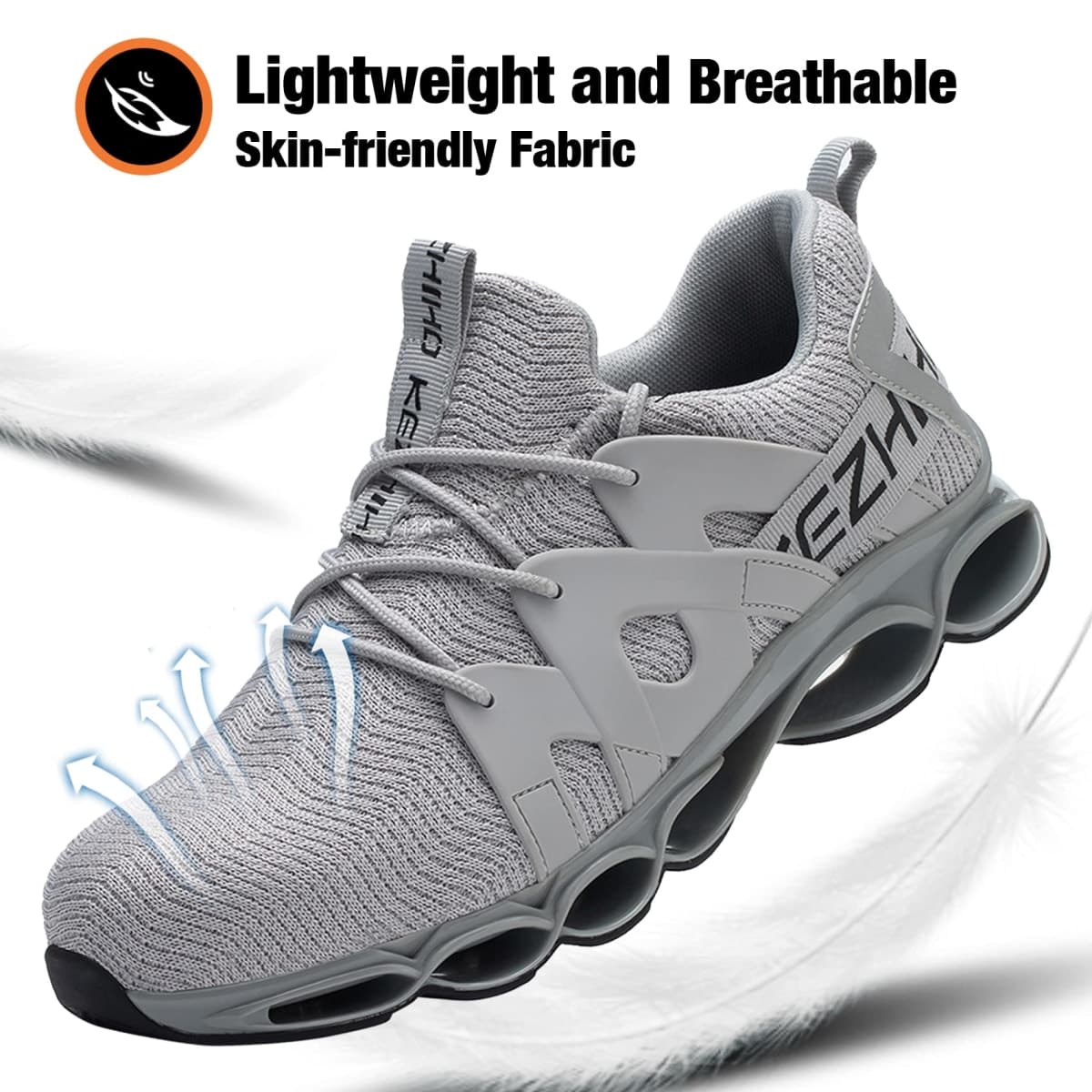 Kezhiho Steel Toe Shoes for Men Women Cushion Comfortable Work Shoes Lightweight Breathable Sneakers Slip Resistant Indestructible Construction Industrial Safety Shoes (KZHUS-D0200341.5) thumbnail 5