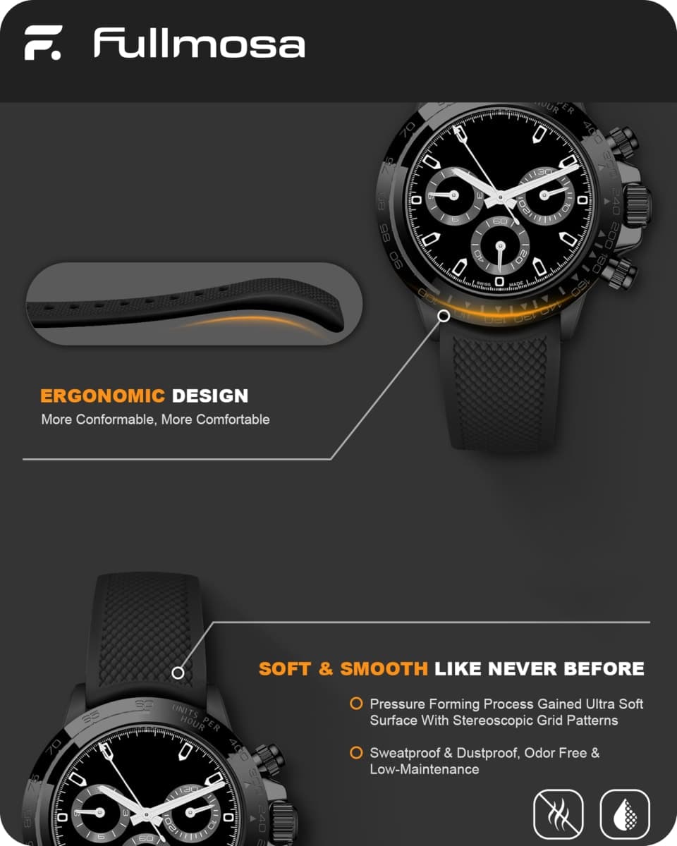 Fullmosa 20mm Silicone Watch Band No Gaps for Samsung Galaxy Garmin thumbnail 4