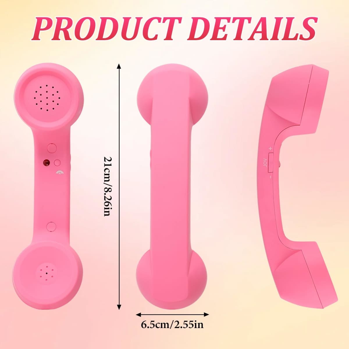 Retro Phone Handset for iPhone & Android,2026 New Cell Phone Receiver with Microphone & Speaker,Retro Telephone Wired Handset for Mobile Phones,90s Style Prop for Photos(Black, Type-C) thumbnail 5