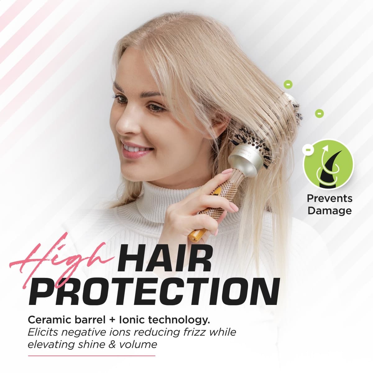 Fagaci Round Brush for Blow Drying with Natural Boar Bristle, Round Brush | Nano Technology Ceramic + Ionic for Hair Styling, Drying, Healthy Hair and Add Volume | Hair Brush + 4 Styling Clips thumbnail 4