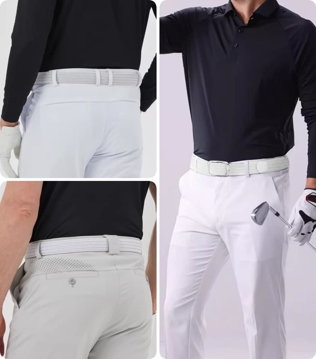 JIFANPAUL Men's Mesh Belt, Rubber Belt, Golf Belt, Women's, Students, Stretchable, Braid, Elastic Belt, Large Size, Casual, One Size, Business, Gentleman's Stretch Belt, white - silver buckle, XS thumbnail 2