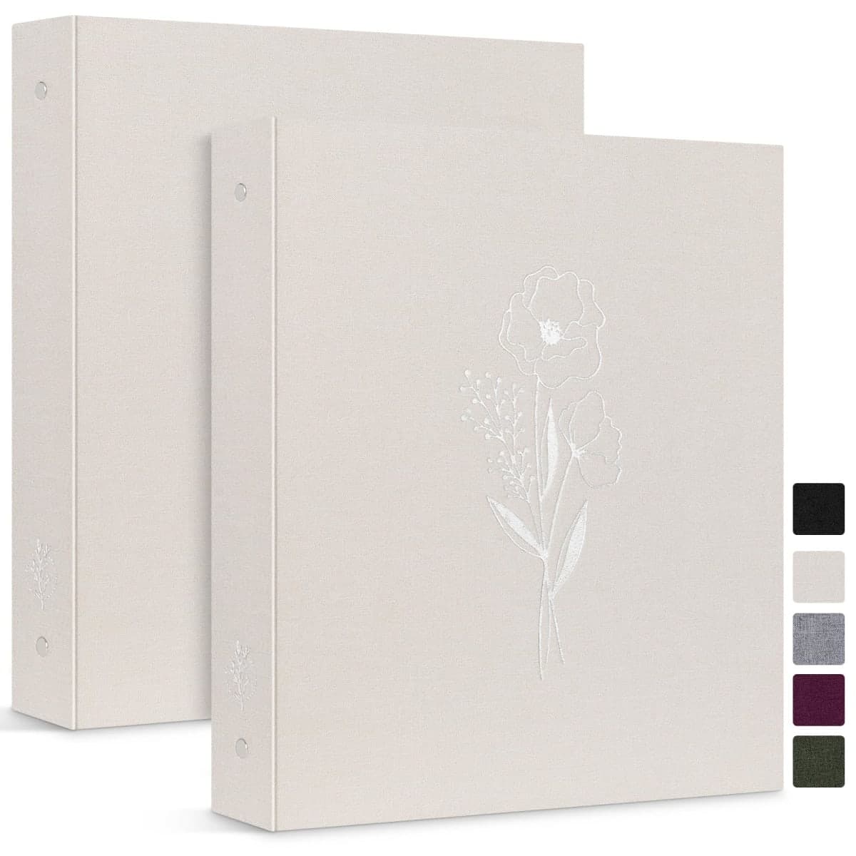 Lanpn Letter Size A4 3 Ring Binder 2 Packs, Linen Cover 1 inch Round Rings Can Holds 8.5" x 11" Paper for Office School Home Journaling Collections (Beige) — image 1