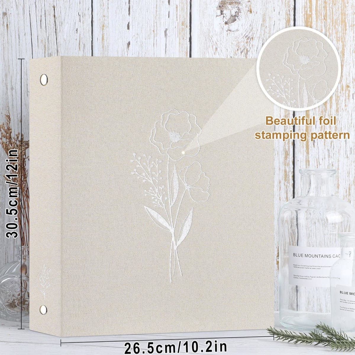 Lanpn Letter Size A4 3 Ring Binder 2 Packs, Linen Cover 1 inch Round Rings Can Holds 8.5" x 11" Paper for Office School Home Journaling Collections (Beige) thumbnail 2