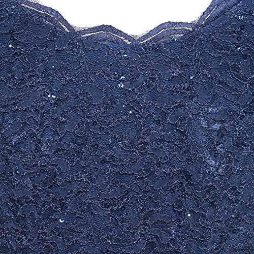 Alex Evenings Women's Tea Length Embroidered Bodice Mock Dress (Reg and Petite), Navy, 14 thumbnail 4