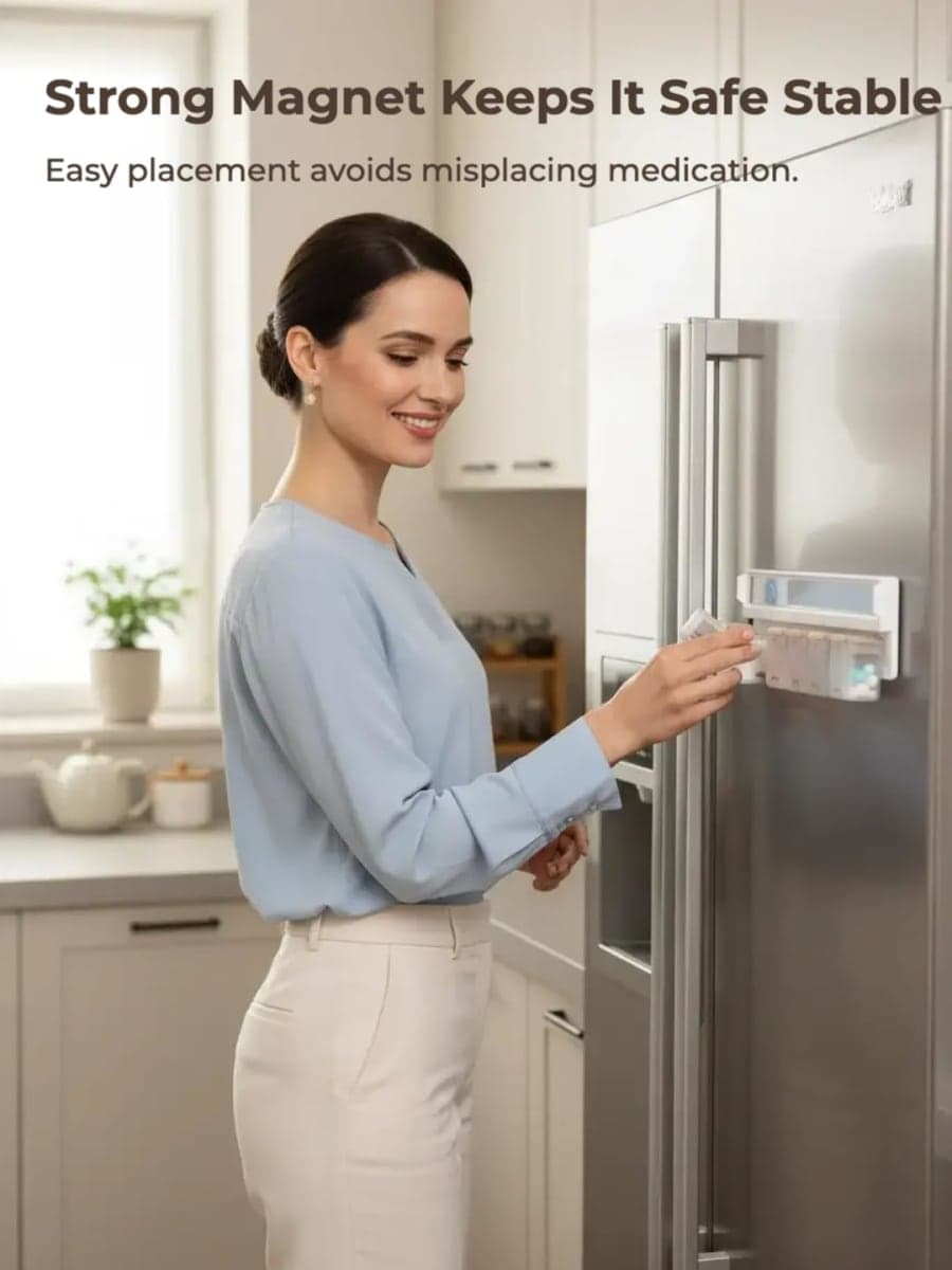 Weekly Pill Organizer Magnetic, Removable Pill Box 7 Day 1 Time a Day, Large Pill Case Travel, Week Once Daily Medication Dispenser (Transparent+Gray Cover) thumbnail 5