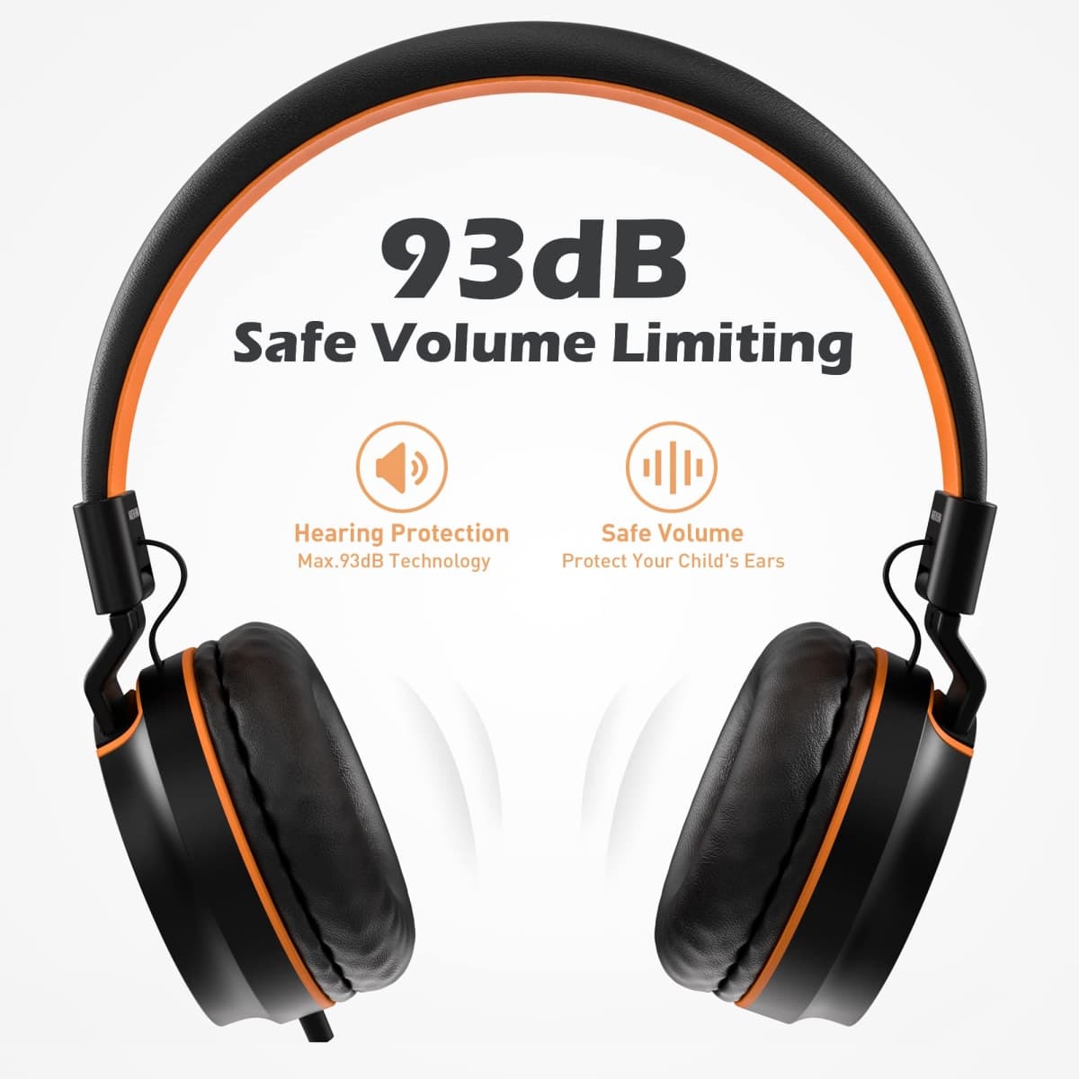 AILIHEN I35 Kid Headphones with Microphone Volume Limited 93dB Children Girls Boys Teen Lightweight Foldable Wired Headset for School Online Course Chromebook Cellphones Tablets (Black Orange) thumbnail 5