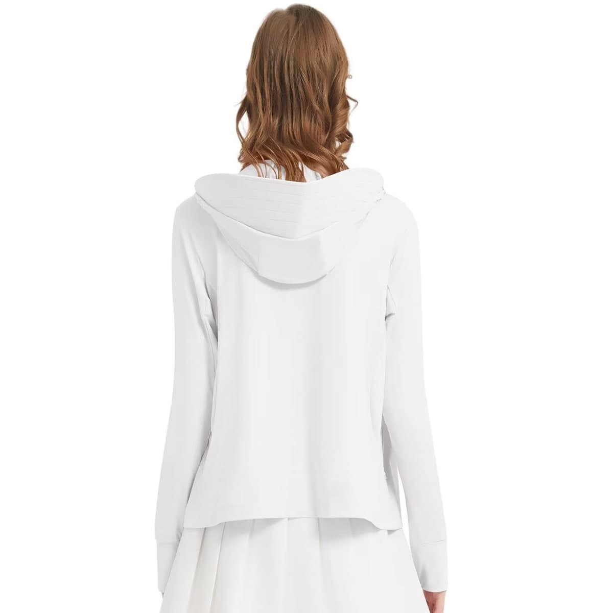 TERODACO Women's UPF 50+ Sun Protection Jacket Lightweight UV Cooling Hoodie Long Sleeve Summer Clothing for Outdoor Hiking, White, Large thumbnail 2