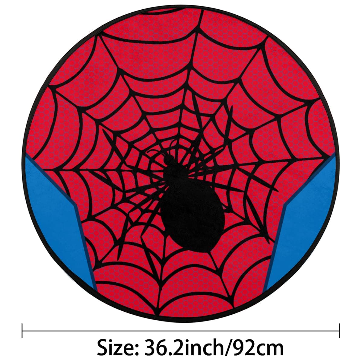 Red Spider Web Round Area Rug 3Ft - Circle Entryway Rugs Washable Door Mat for Boys Room Sofa Nursery Decorations, Non-Slip Floor Carpet Aesthetic Comic Decor thumbnail 2