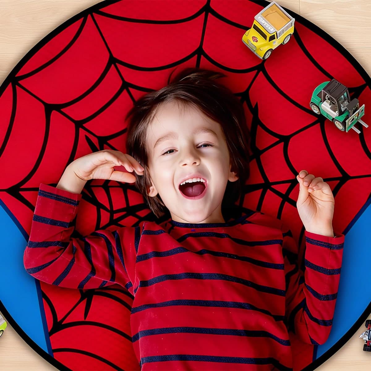 Red Spider Web Round Area Rug 3Ft - Circle Entryway Rugs Washable Door Mat for Boys Room Sofa Nursery Decorations, Non-Slip Floor Carpet Aesthetic Comic Decor thumbnail 5