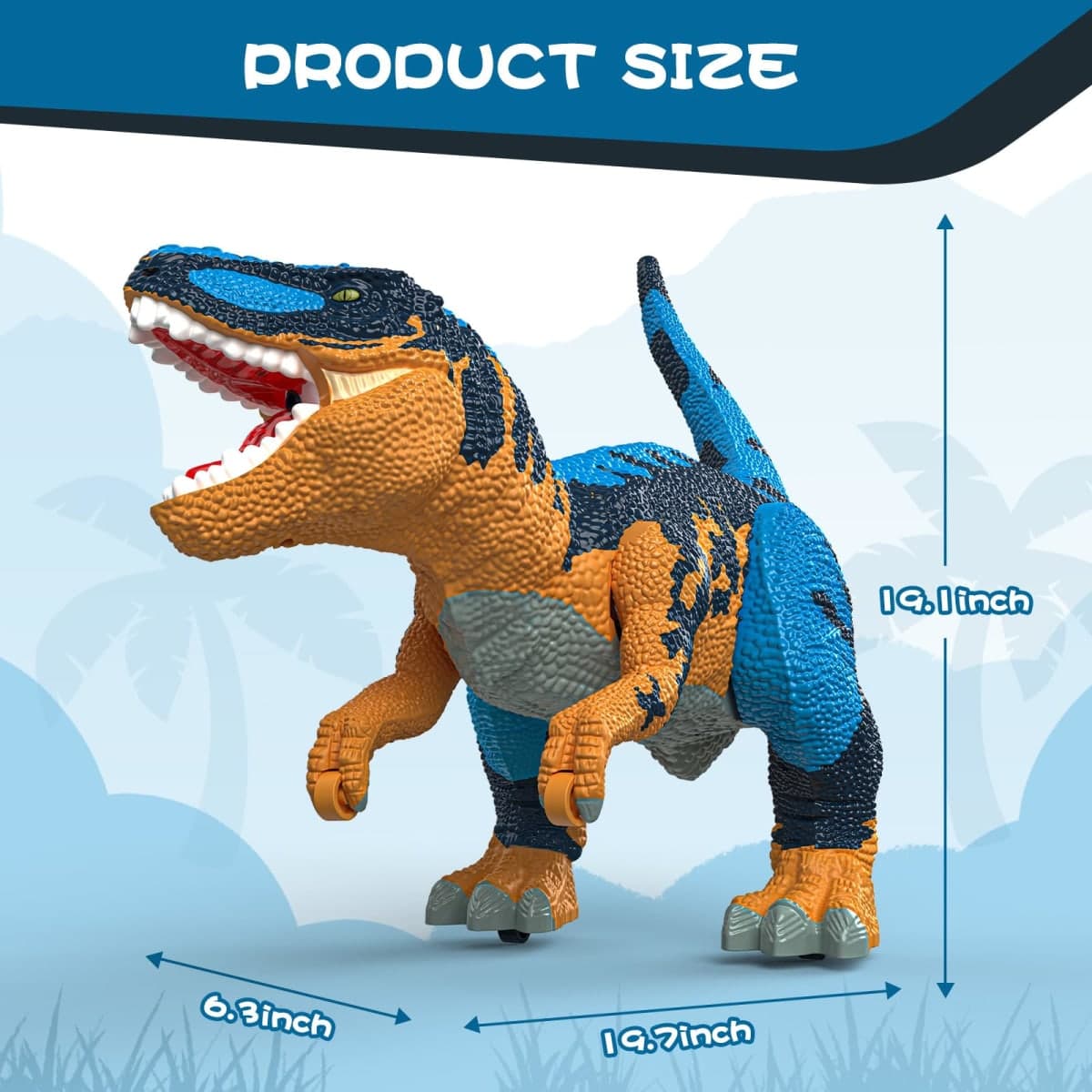Large Dinosaur Toys for Kids 3-9, Big Dinosaur Tyrannosaurus rex Figure Toy Belly Storage, Gliding Wheels, Lights Sounds & Mist Spray – T-Rex That eats Toy for Boys Gift.. (Dark blue) (Dark Blue) thumbnail 2