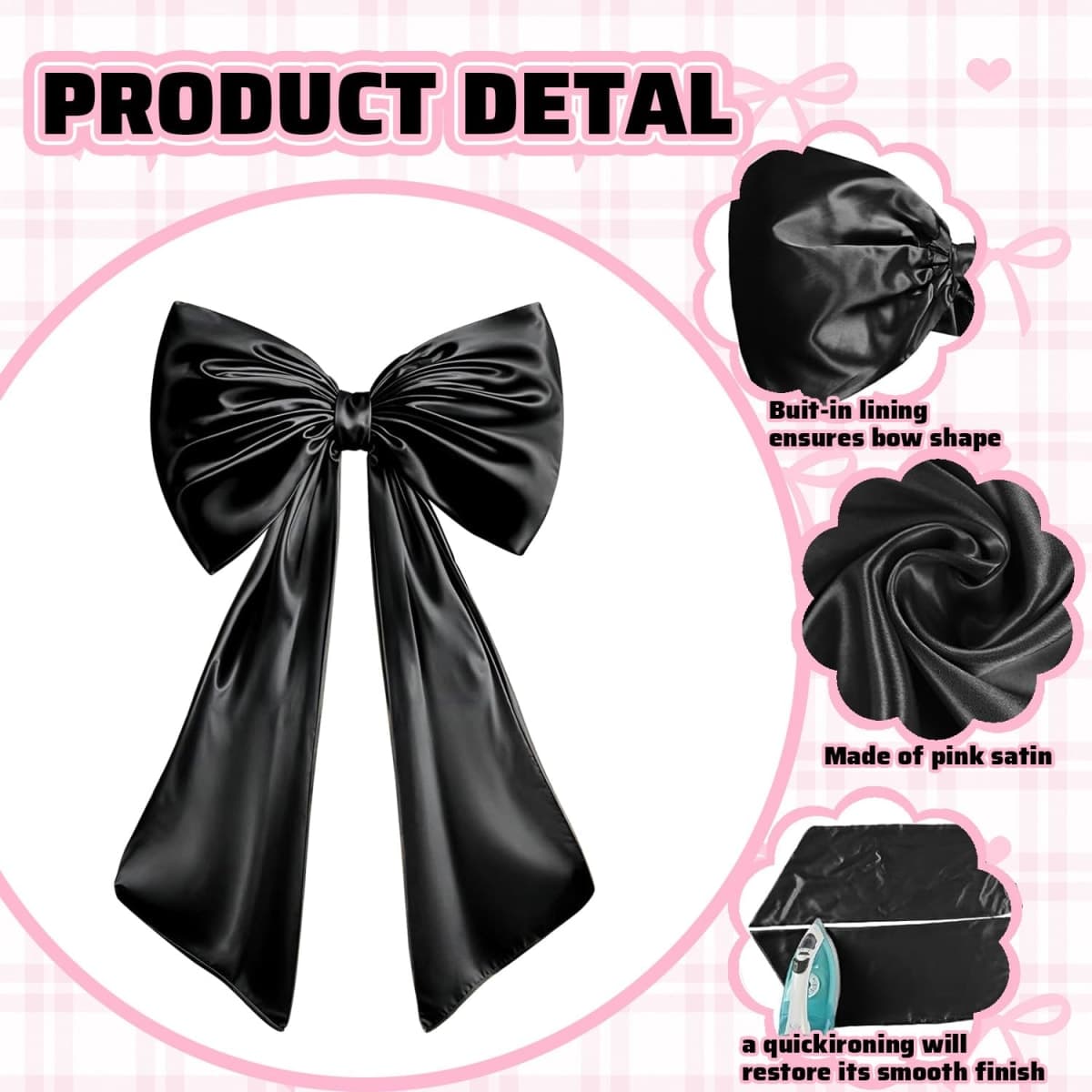 ZUOKEMY Large Bow Party Backdrop, Wall and Door Decorations for Birthday, Wedding, Bridal Shower, Coquette Theme (Black) thumbnail 3