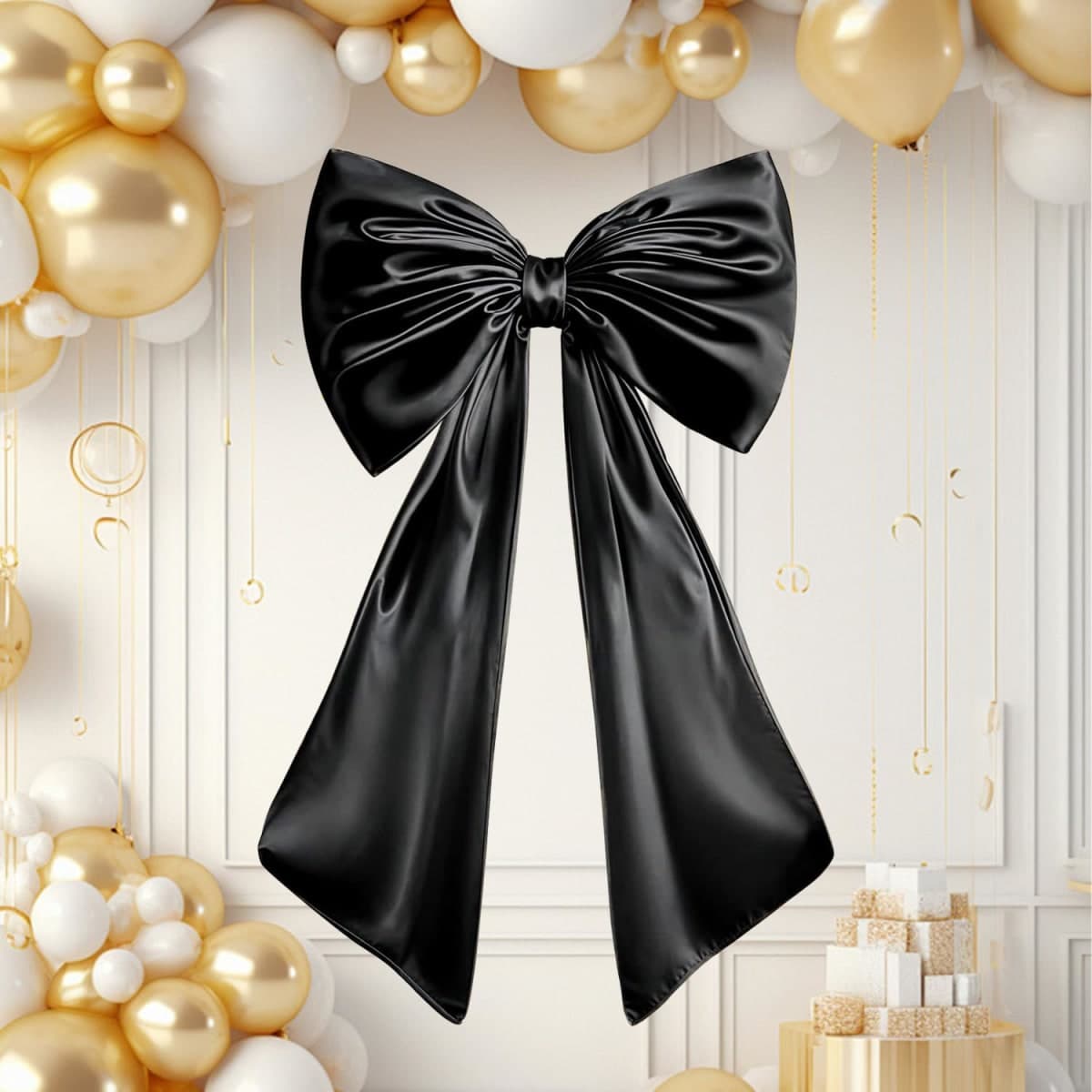 ZUOKEMY Large Bow Party Backdrop, Wall and Door Decorations for Birthday, Wedding, Bridal Shower, Coquette Theme (Black) thumbnail 4