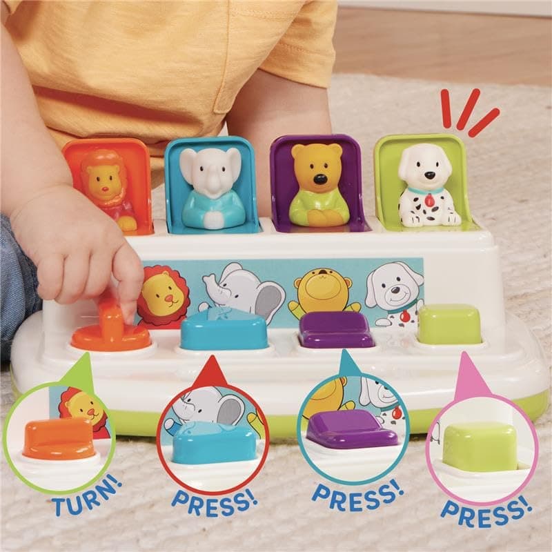 Battat Pop-Up Toy, Pop-Up Pals Cause-and-Effect Animal Toy, Toddler, 4 Pals thumbnail 2