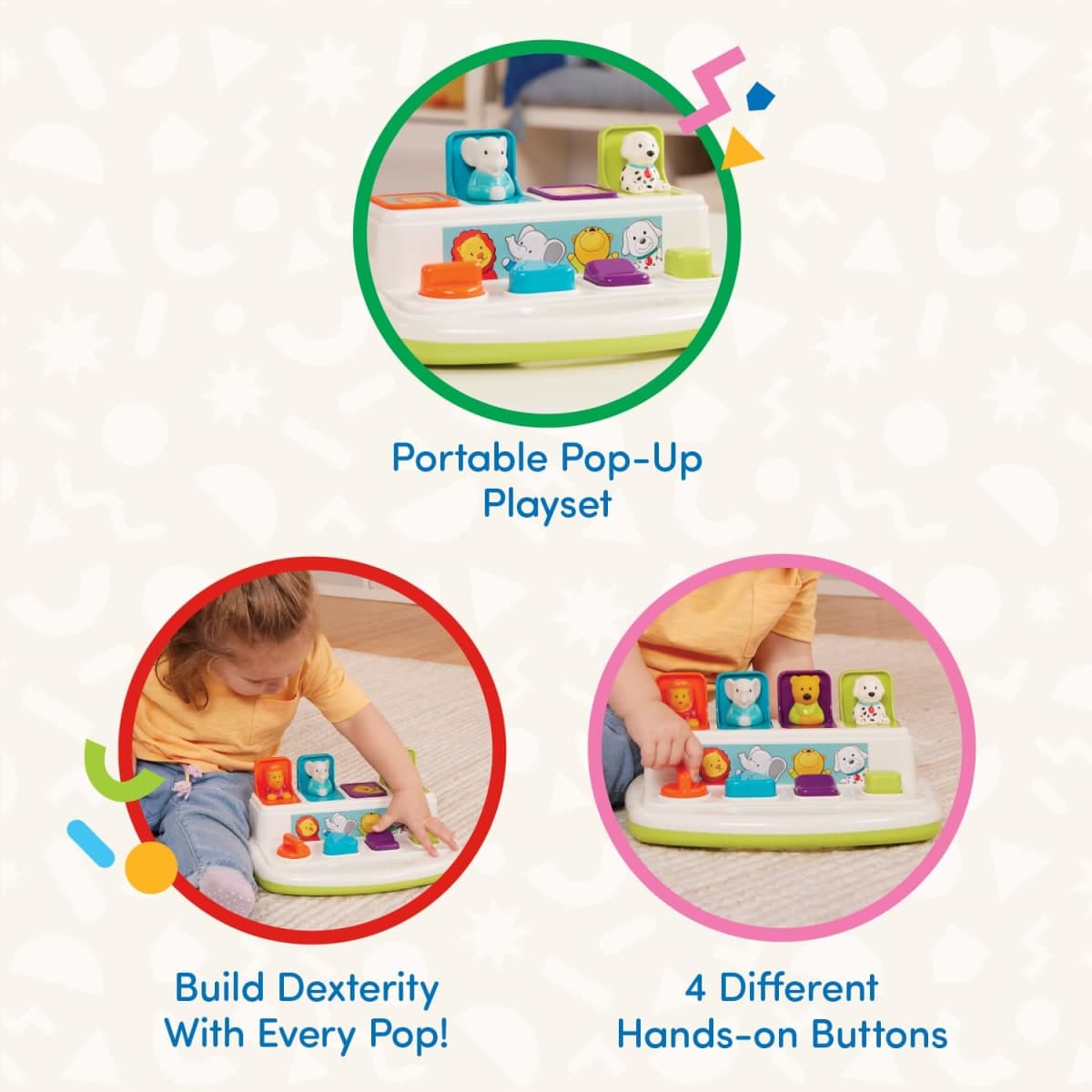 Battat Pop-Up Toy, Pop-Up Pals Cause-and-Effect Animal Toy, Toddler, 4 Pals thumbnail 3