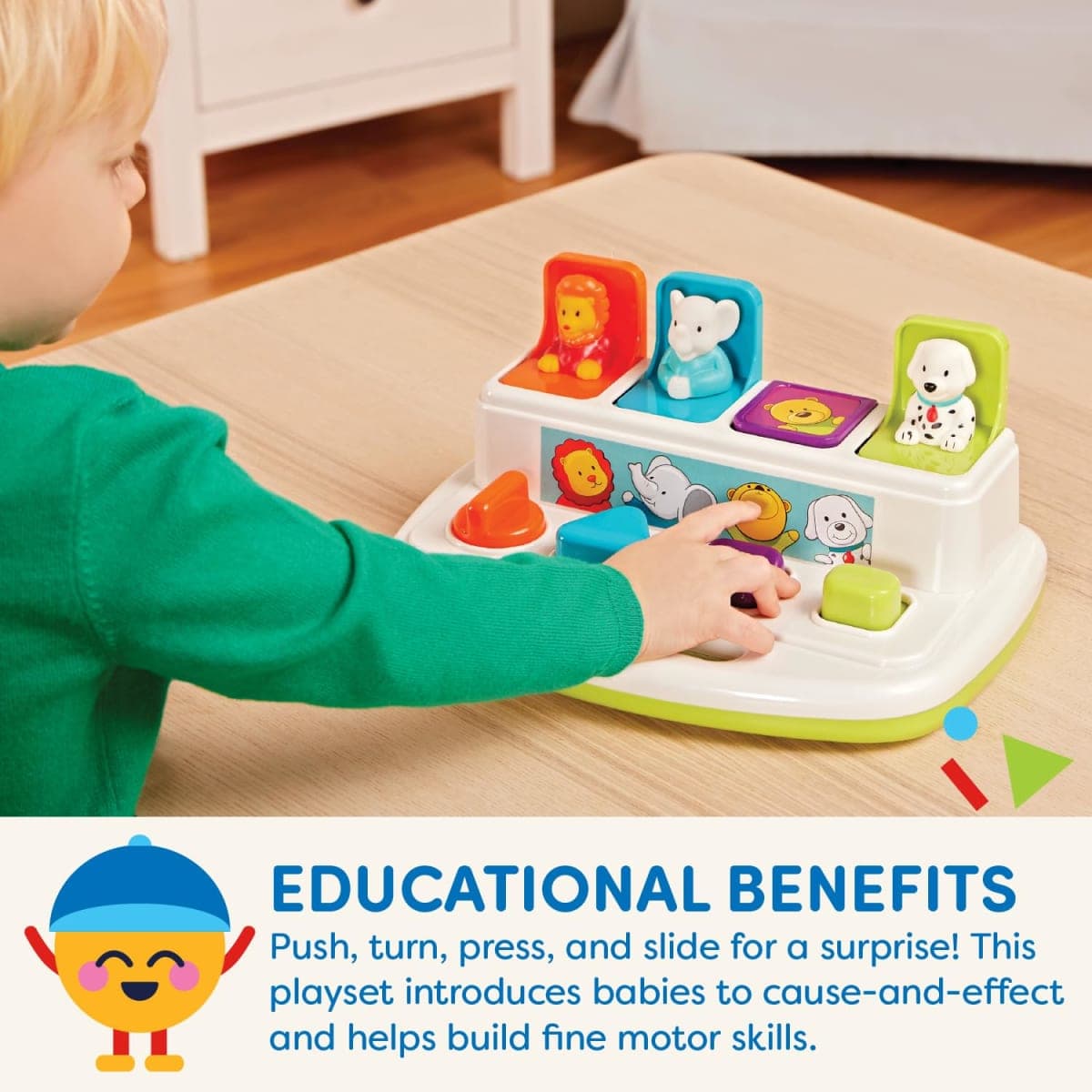 Battat Pop-Up Toy, Pop-Up Pals Cause-and-Effect Animal Toy, Toddler, 4 Pals thumbnail 4