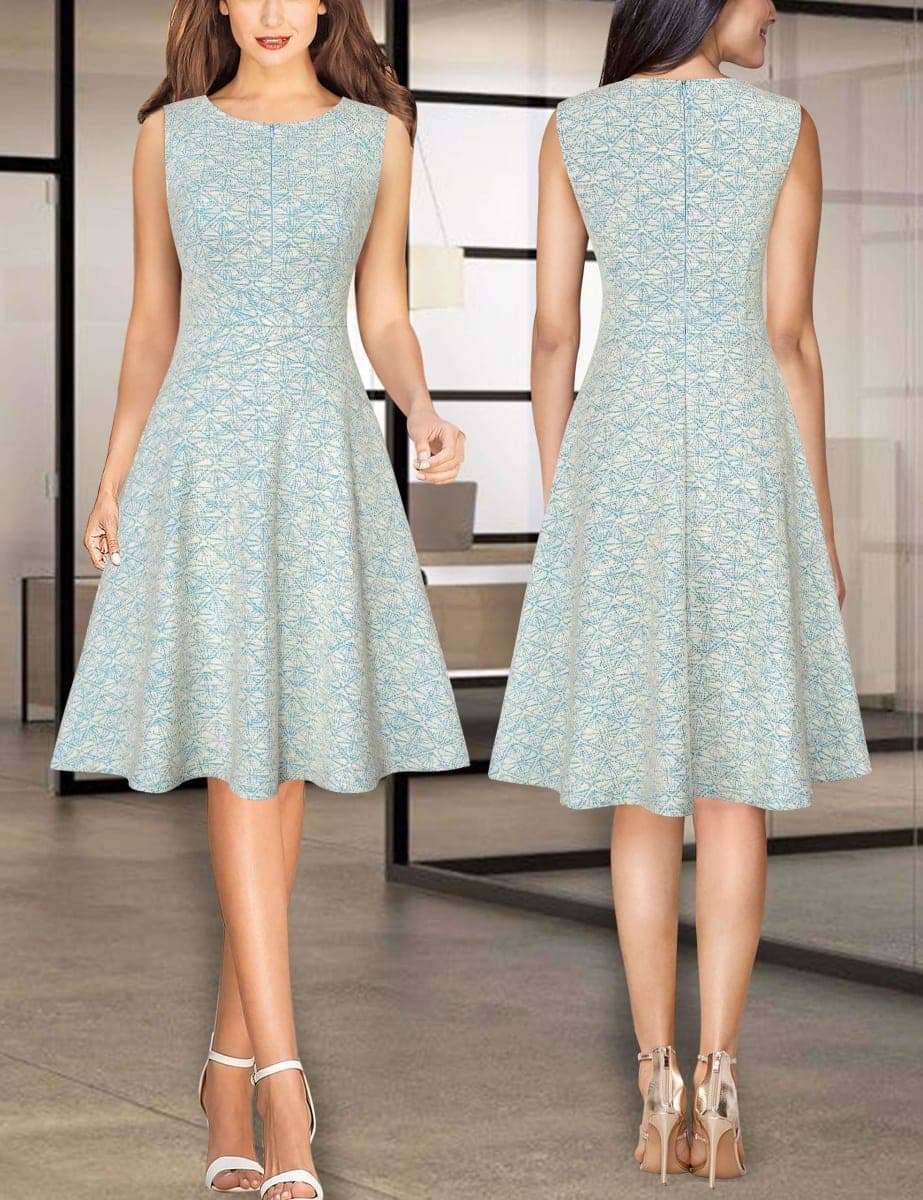 VFSHOW Womens Front Zipper Work Office Business Casual Church A Line Dress thumbnail 2
