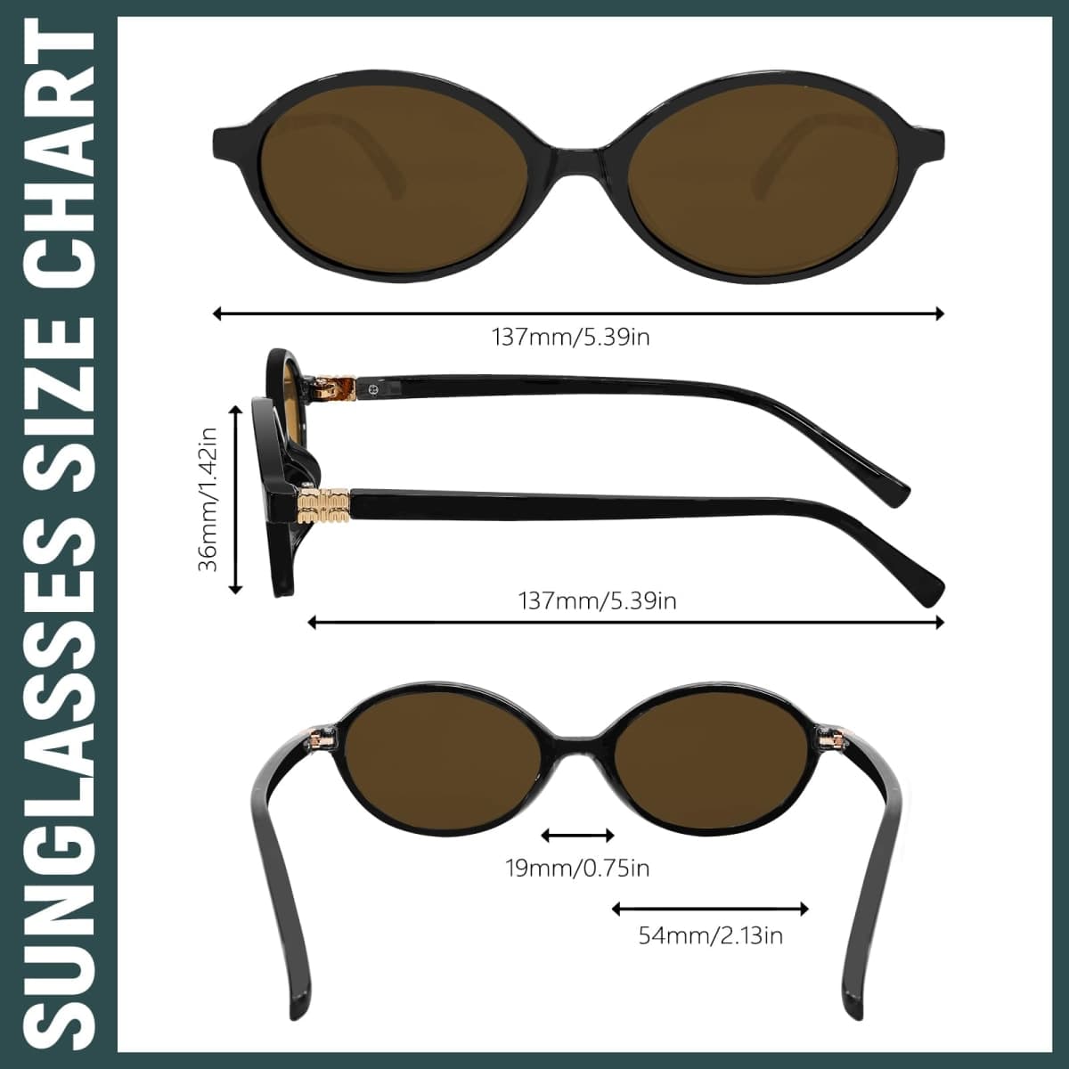BOTEN Retro Oval Sunglasses for Women Men Small 90s Sun Glasses Trendy Round Shades Cute Designer Sunnies, tortoise frame - brown lens, P thumbnail 4