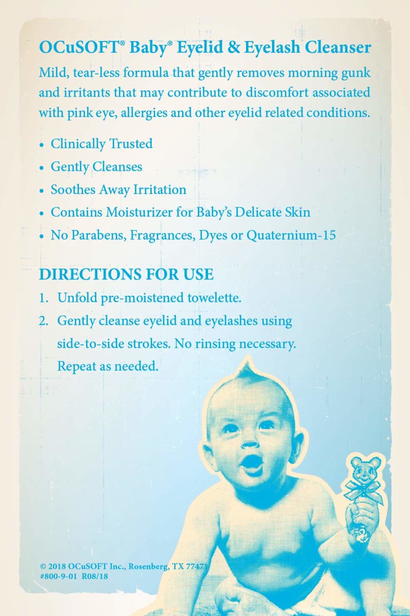 OCuSOFT Baby Eyelid and Eyelash Cleanser, Pre-Moistened Towelette, 20 Count thumbnail 5