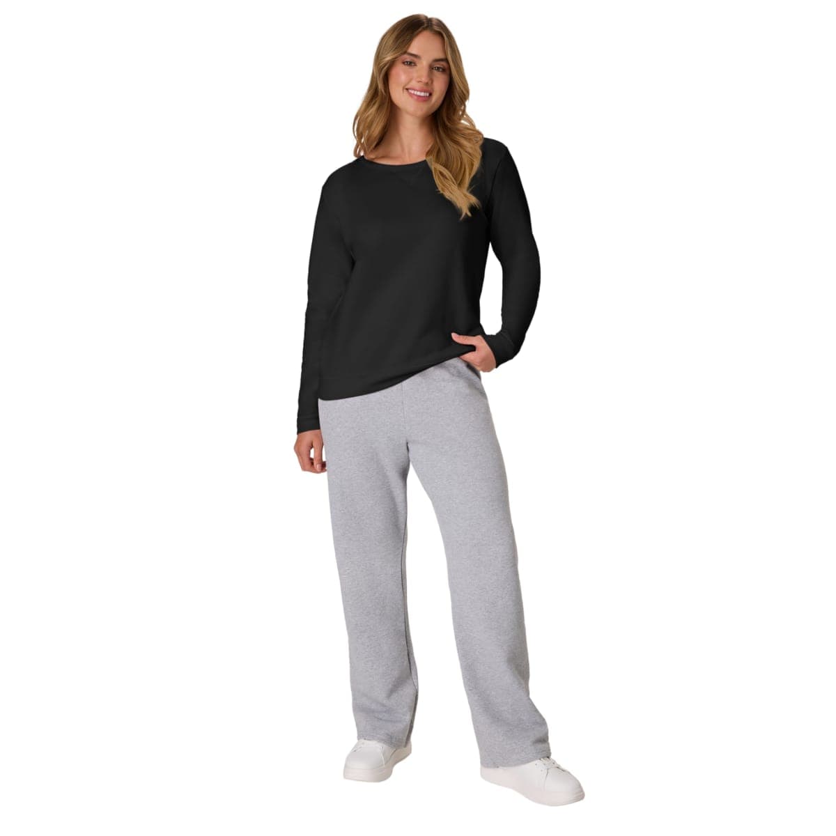 Hanes Women's EcoSmart Crewneck Sweatshirt, Ebony, Medium thumbnail 3