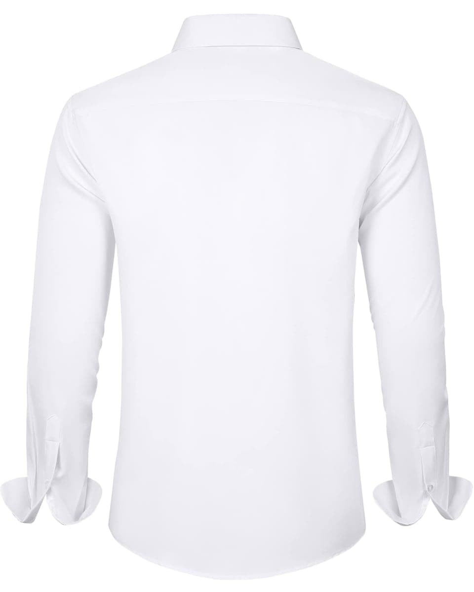 J.VER Men's Dress Shirts Solid Long Sleeve Stretch Wrinkle-Free Formal Shirt Business Casual Button Down Shirts, White, Medium thumbnail 2