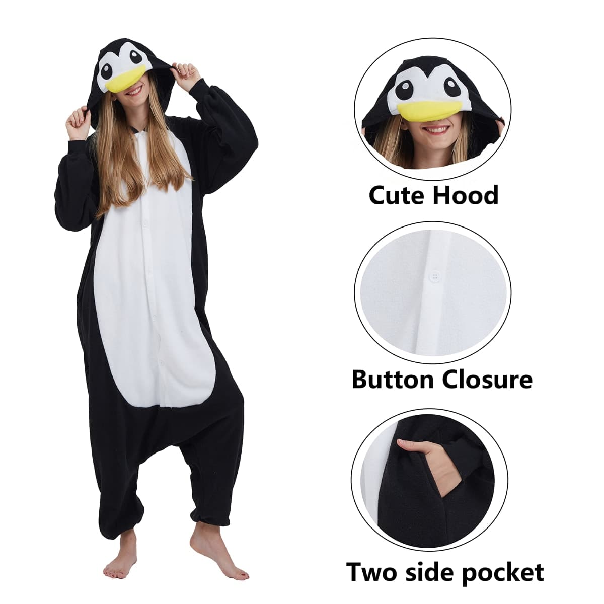 SimZoo Adult Animal Onesie Pajamas, Men and Women's Animal Cosplay Costume Sleepwear, One-Piece Unisex Homewear thumbnail 4