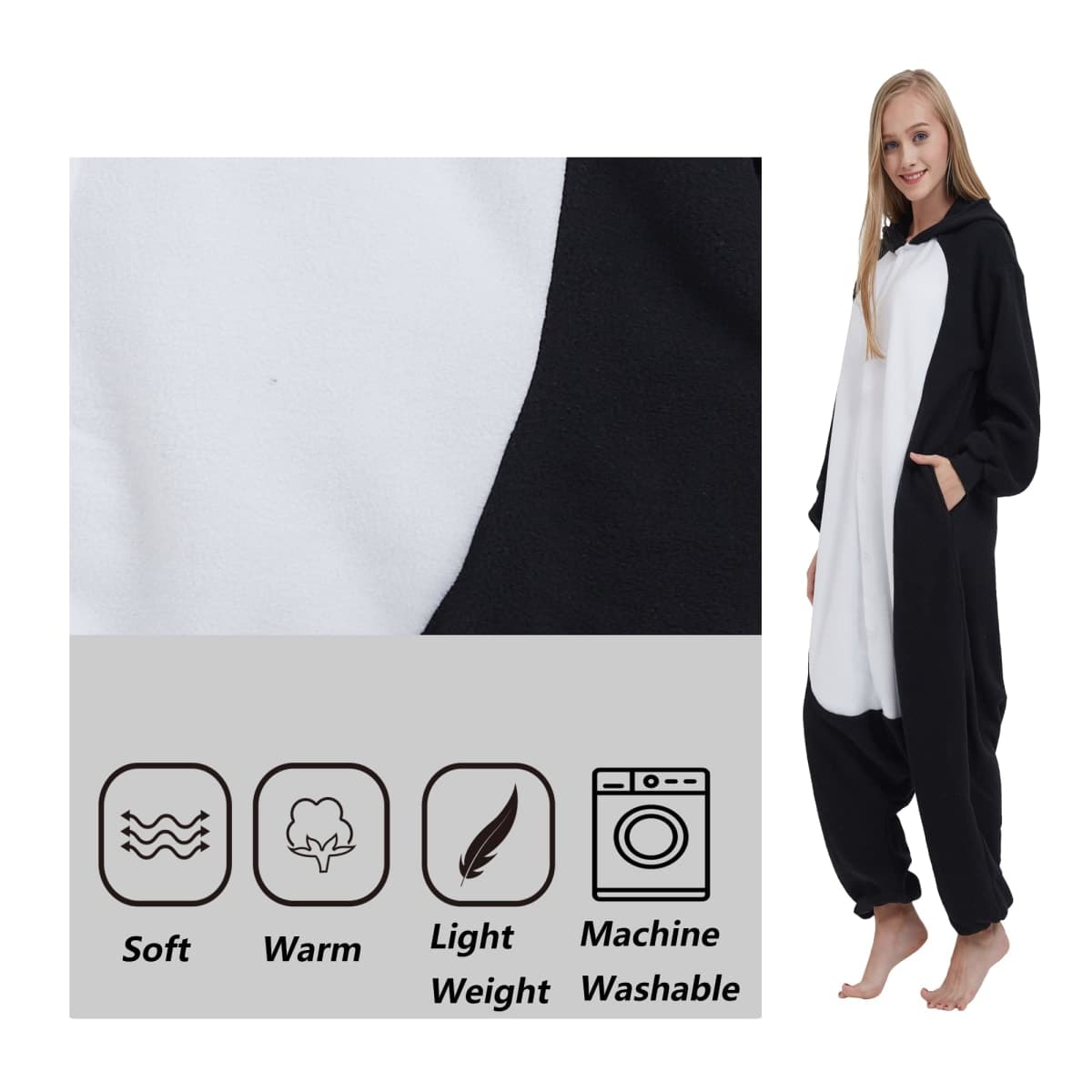 SimZoo Adult Animal Onesie Pajamas, Men and Women's Animal Cosplay Costume Sleepwear, One-Piece Unisex Homewear thumbnail 5