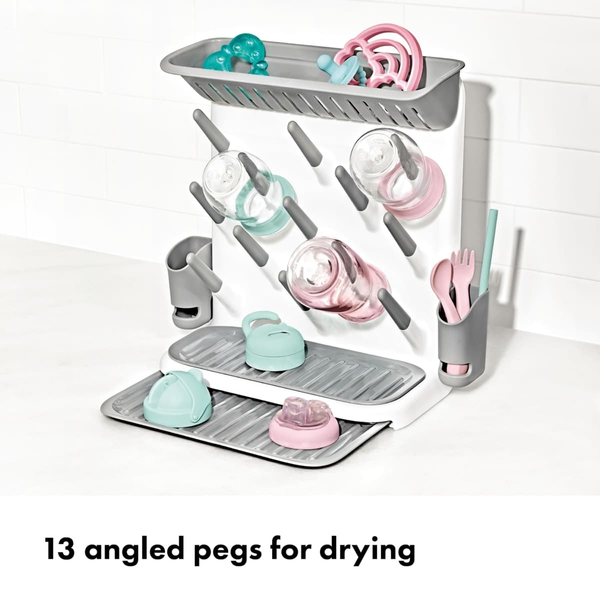 OXO Tot Expandable Drying Rack – Space-Saving Drying Rack | Newborn and Baby Essentials | Breastfeeding Essentials | Dry Baby Bottles | Save Space in Kitchen thumbnail 4