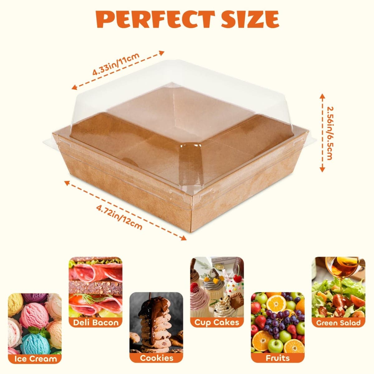 LNDIEHS 50Pcs Small Charcuterie Boxes with Clear Lids, Kraft Food Container thumbnail 4