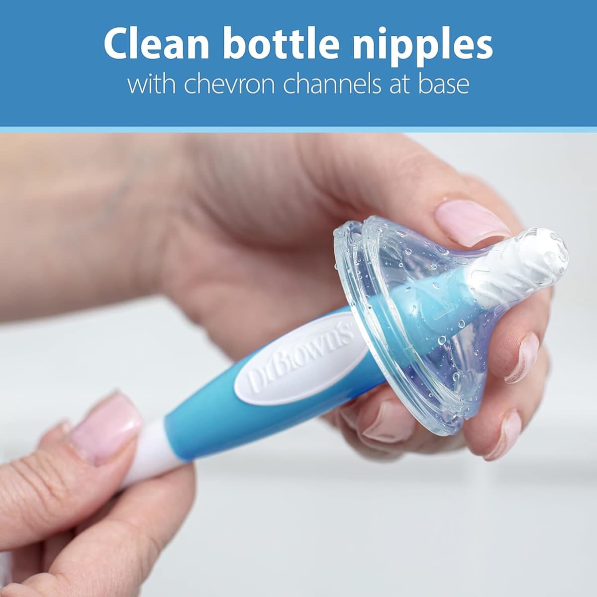 Dr. Brown’s Reusable Sponge Baby Bottle Cleaning Brush Set with Suction Cup Stand, Scrubber and Nipple Cleaner, Blue 3-Pack thumbnail 2
