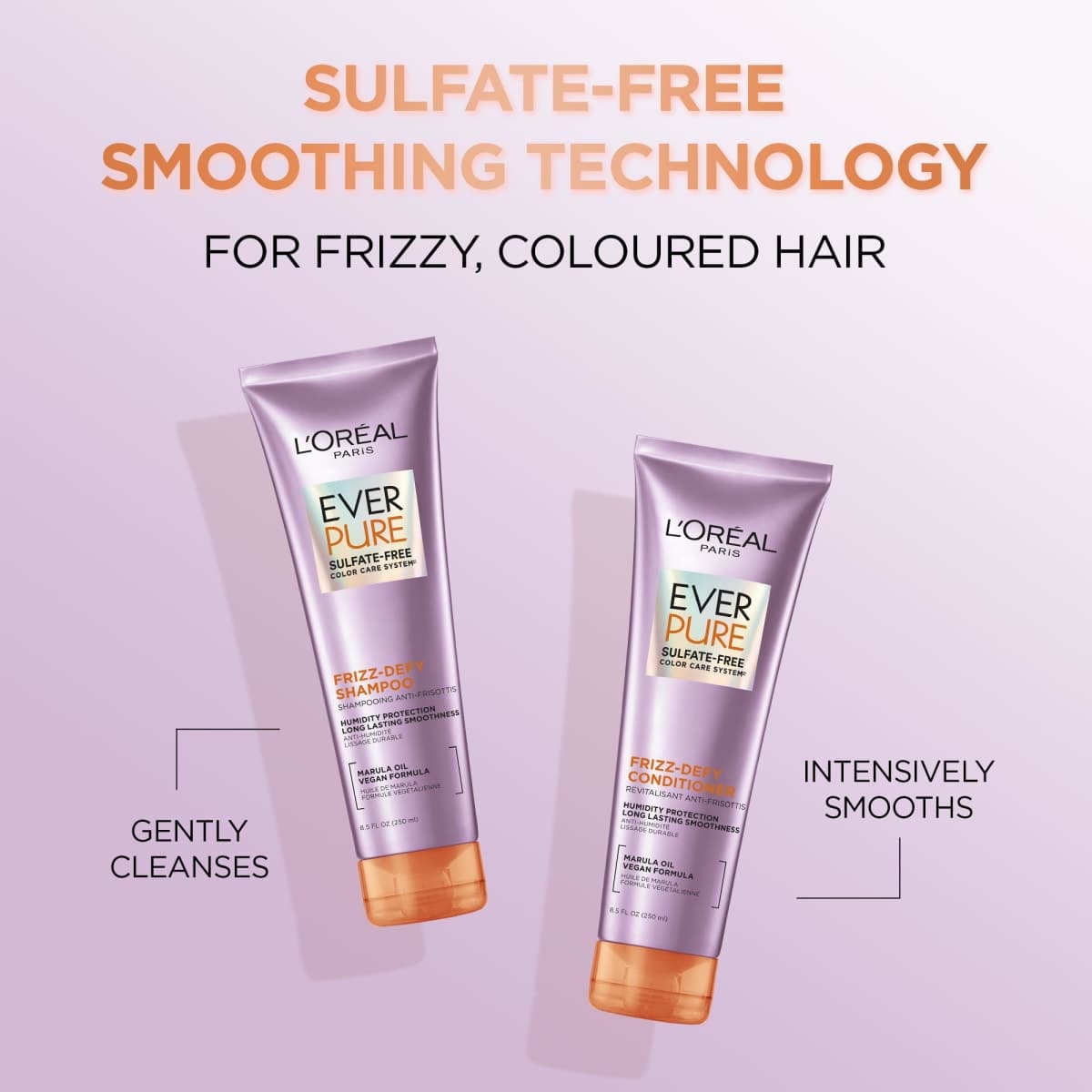 L'Oreal Paris EverPure Sulfate-Free Frizz Defy Conditioner for Smoothing Frizz-Prone, Colour-Treated Hair, With Marula Oil, 250ml thumbnail 2