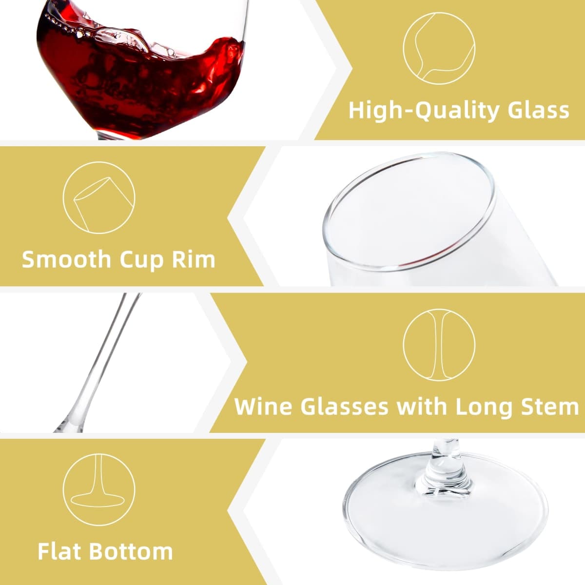Wine Glasses Set of 12, 12oz Clear Red/White Wine Cup, Long Stem Wine Glasses for Party, Wedding and Home thumbnail 3