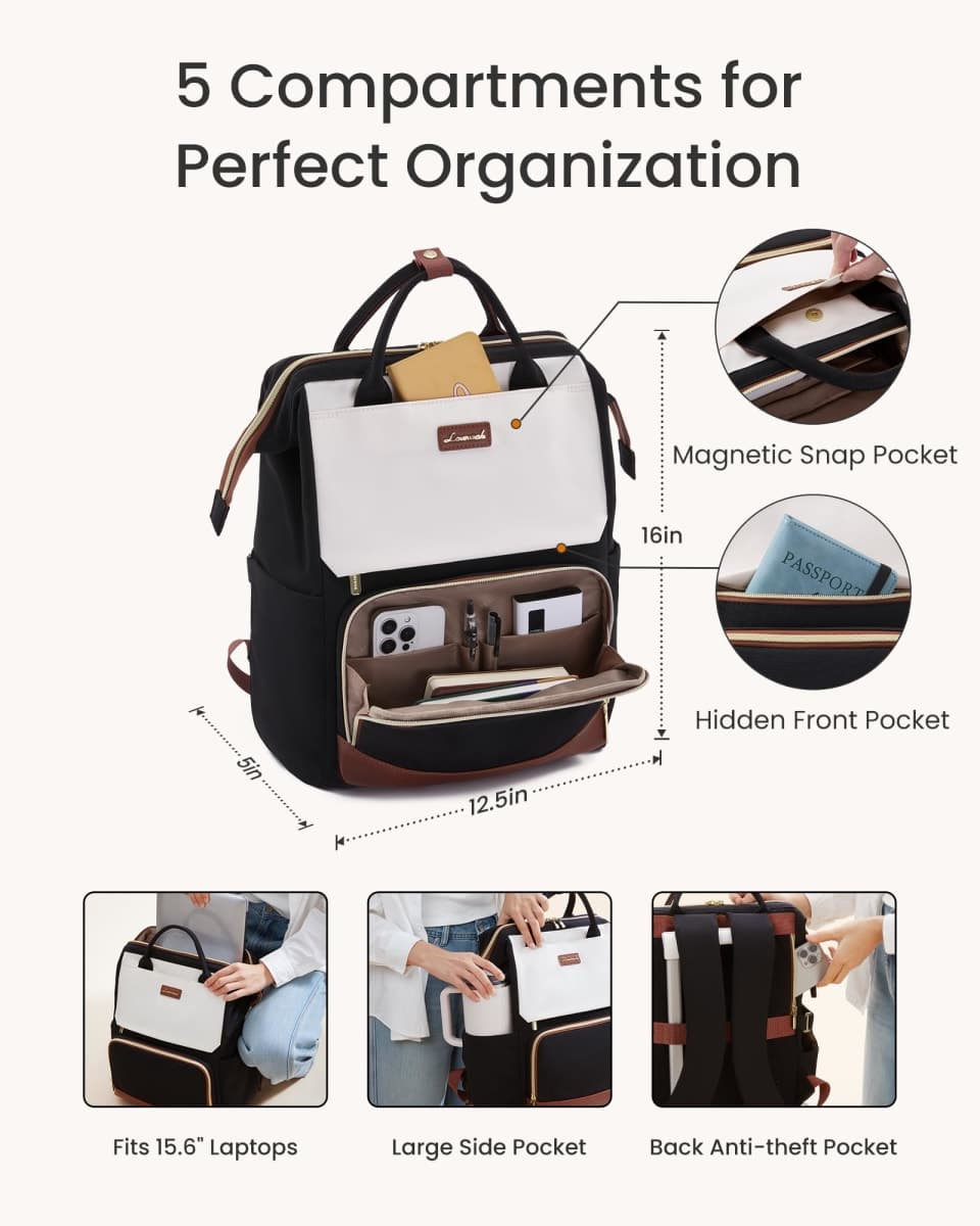 LOVEVOOK Laptop Backpack for Women with Giant Tumbler Holder Pocket for Travel Work Nurse Teacher, Deep Purple, 15.6 inch, Laptop Backpack for Women thumbnail 5