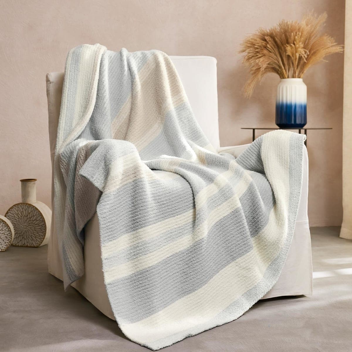 Cozzenity Checkered Throw Blanket, Taupe Soft Cozy Fluffy Knitted Throw Blankets for Couch, Sofa, Bed, Chair, Warm Fuzzy Travel Picnic Lightweight Plaid Blanket, 50x70 inches thumbnail 3