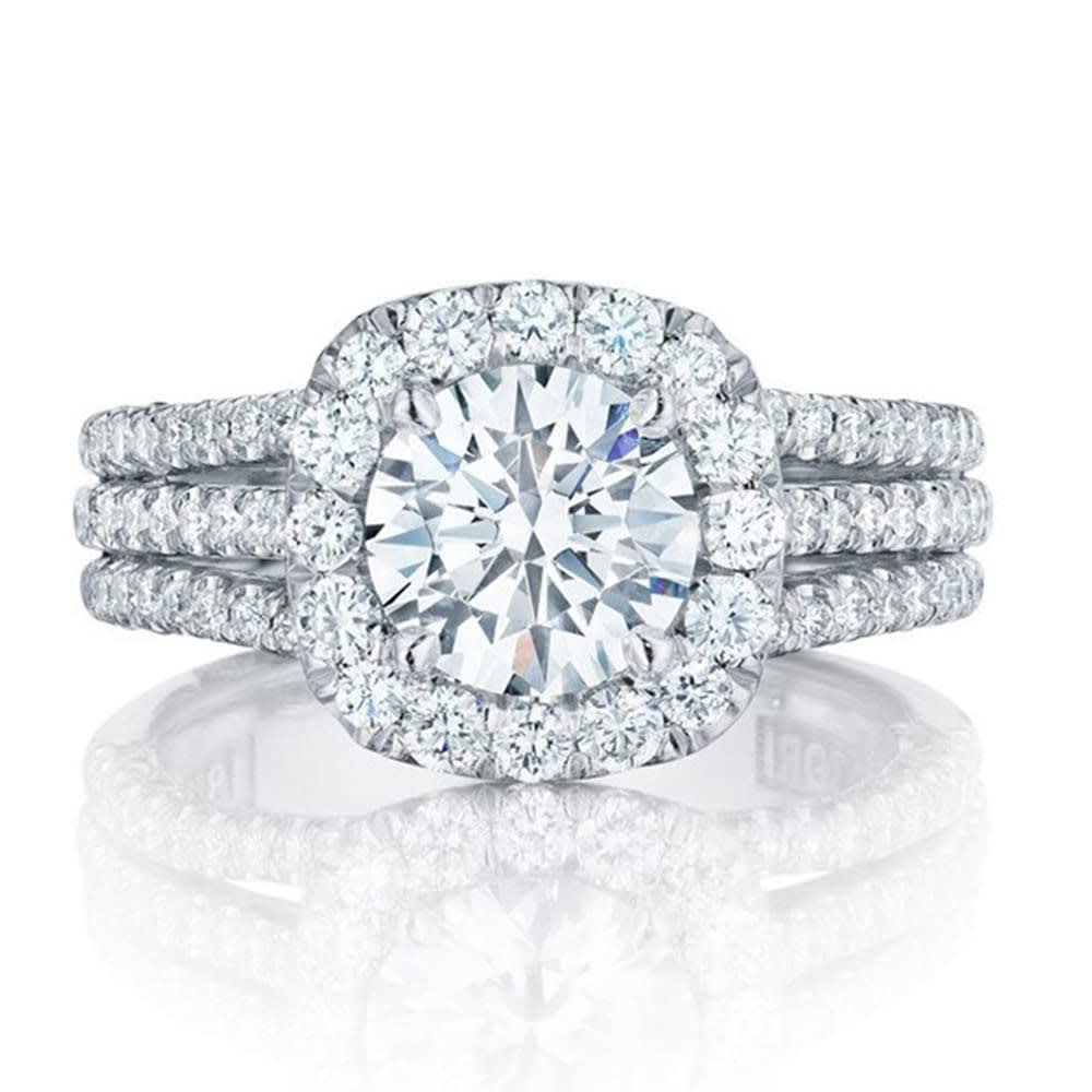 Koguxuix Fashion Jewelry 925 Sterling Silver Shiny Full Diamond Ring Round Cubic Zirconia Anniversary Promise Cocktail Ring CZ Diamond Multi Row Ring Eternity Engagement Wedding Band Ring (Size 6) thumbnail 2