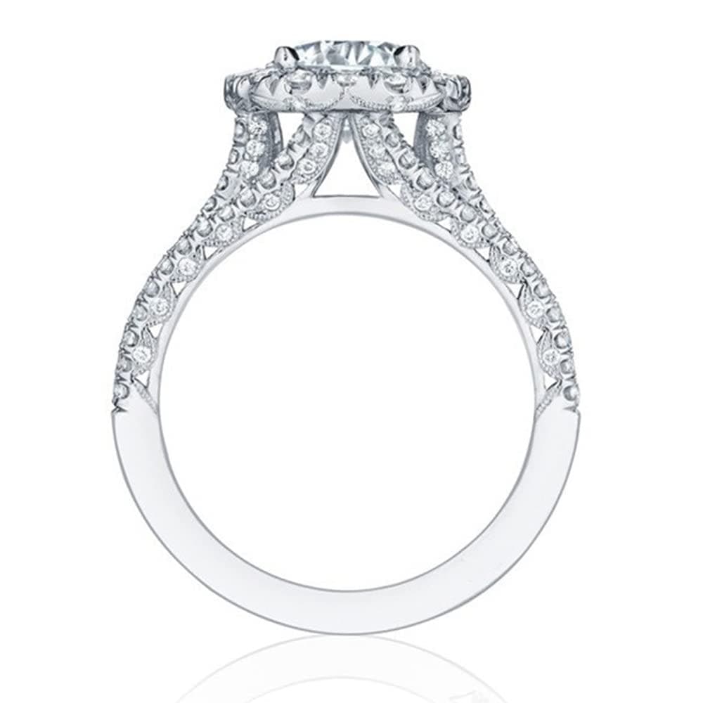 Koguxuix Fashion Jewelry 925 Sterling Silver Shiny Full Diamond Ring Round Cubic Zirconia Anniversary Promise Cocktail Ring CZ Diamond Multi Row Ring Eternity Engagement Wedding Band Ring (Size 6) thumbnail 3