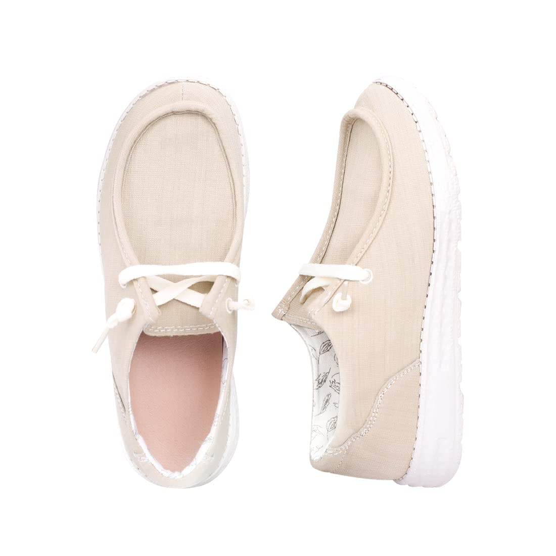 Women's Canvas Loafers, Comfortable Slip-On Walking Shoes, Beige, 7 thumbnail 3