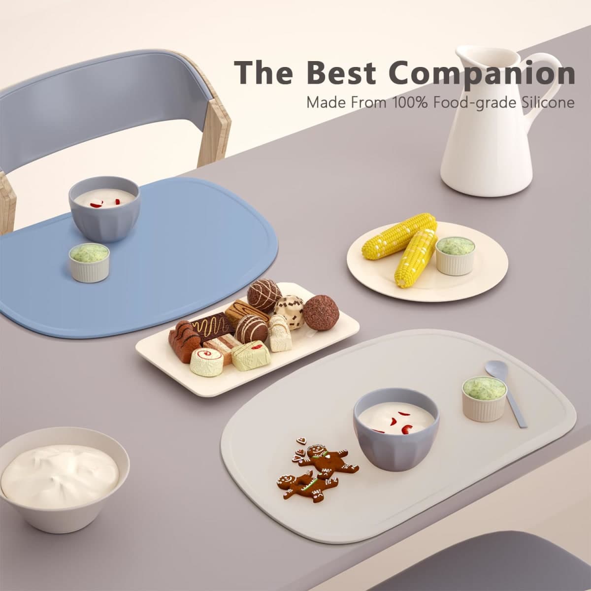 Cuddle Campus Set of 3 Silicone Placemats with Raised Edges for Kids,Toddlers,Babies, Non-Slip Dinning Table Mat, Baby Eating Mat, Food Mat thumbnail 3