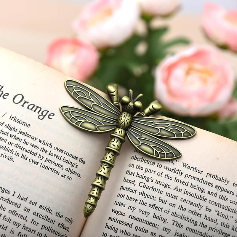 KVTTOZA Vintage Book Page Holder Metal Dragonfly Book Clips Bookmark Free Your Hands Book Marker Clip Effortlessly Hold Open While Reading Writing Gift for Book Lovers, Writers thumbnail 2