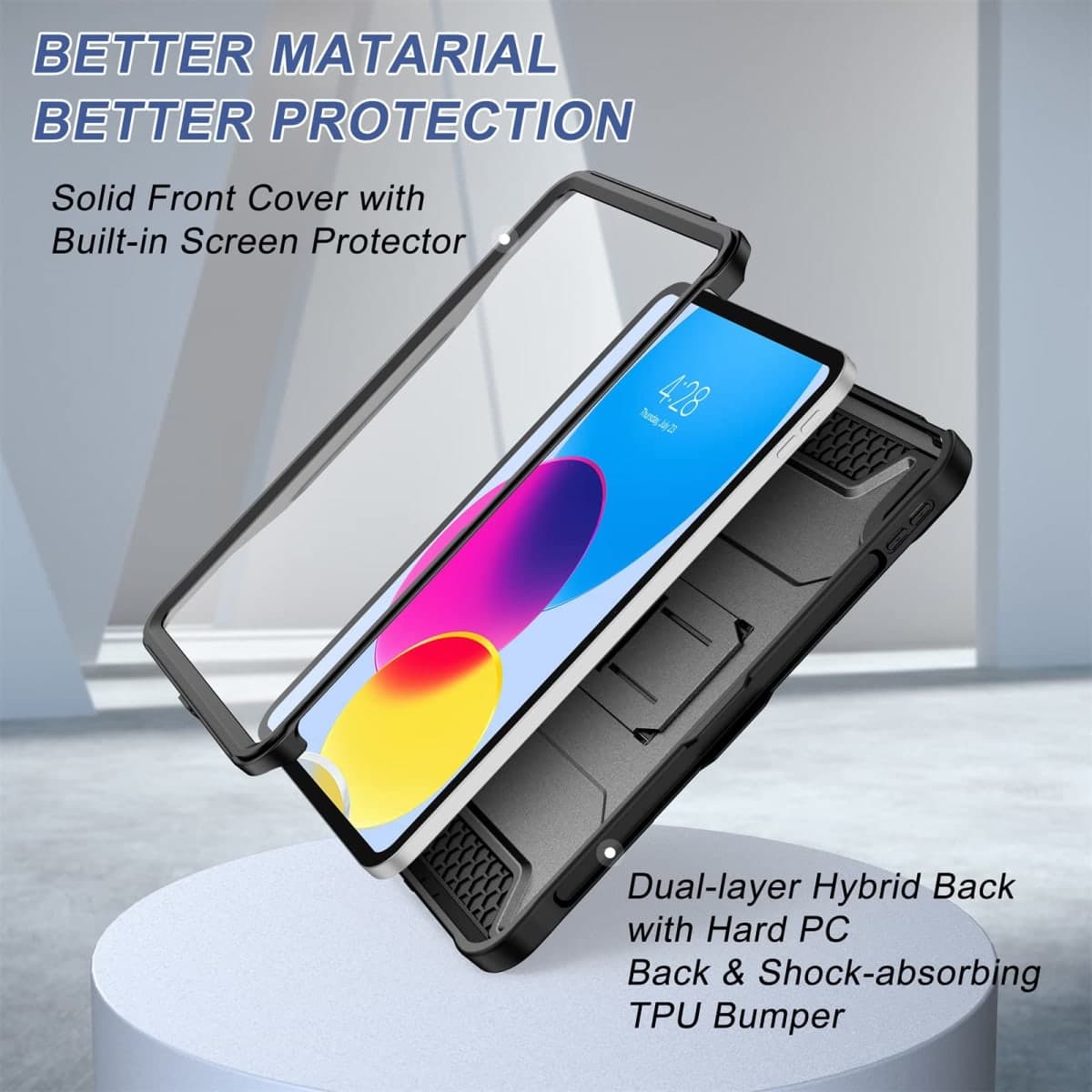 Soke Case for iPad (A16) 11th Generation 11-inch 2025, iPad 10th Generation 10.9-inch 2022, with Built-in Screen Protector and Kickstand, Rugged Full Body Protective Cover - Black thumbnail 4