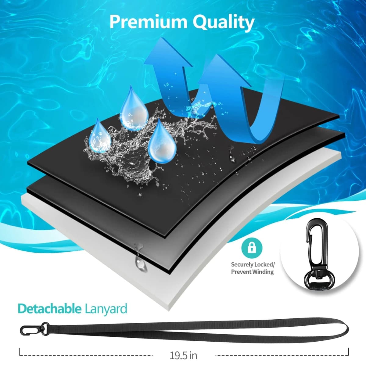 6 Pack 8.5" Waterproof Cell Phone Pouch - Underwater Dry Bag Case Lanyard - Water Proof Clear Holder Protector for iPhone 17 16 15 Pro Max Air Plus Samsung Galaxy S25 S24 Ultra Note for Beach Swimming thumbnail 4