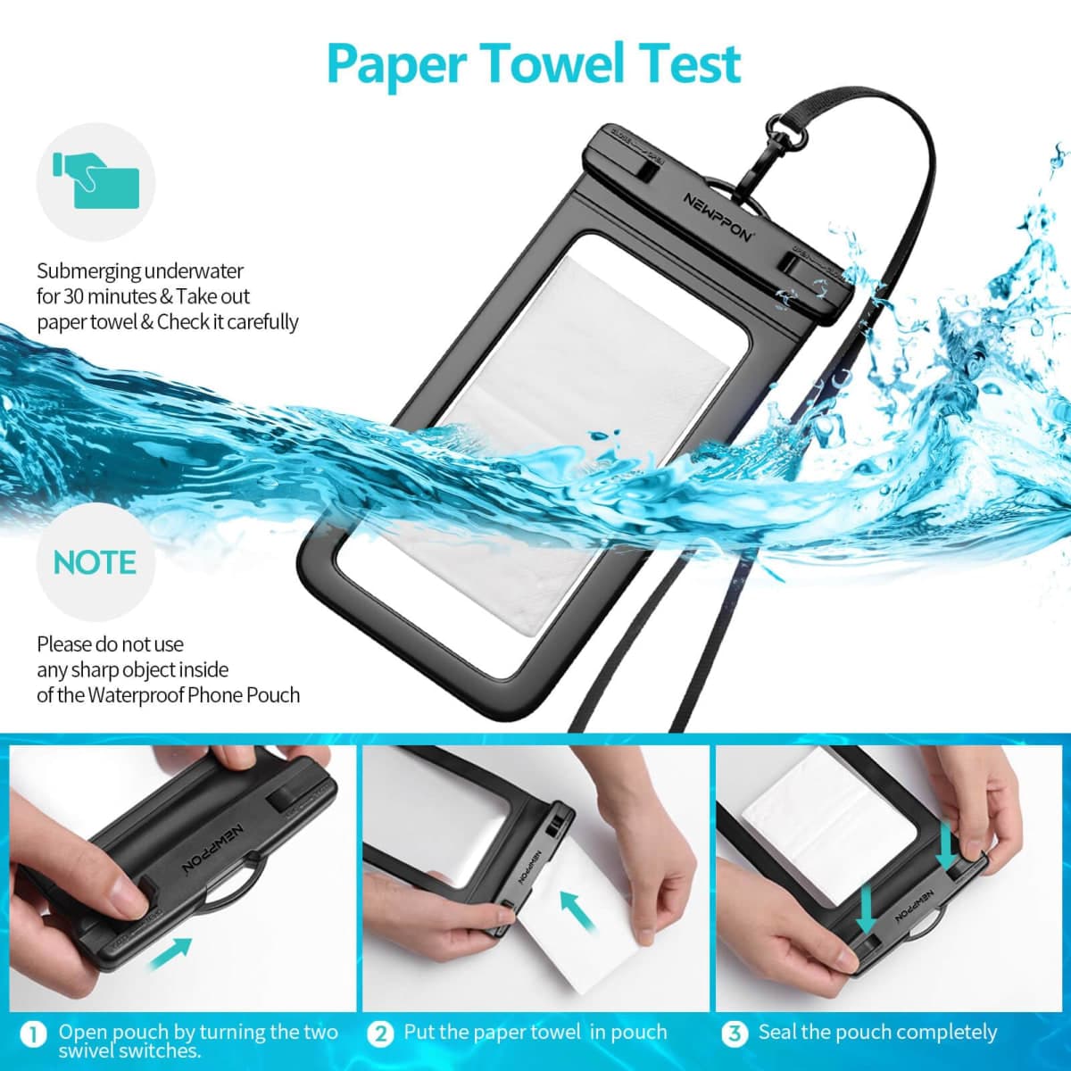 6 Pack 8.5" Waterproof Cell Phone Pouch - Underwater Dry Bag Case Lanyard - Water Proof Clear Holder Protector for iPhone 17 16 15 Pro Max Air Plus Samsung Galaxy S25 S24 Ultra Note for Beach Swimming thumbnail 5