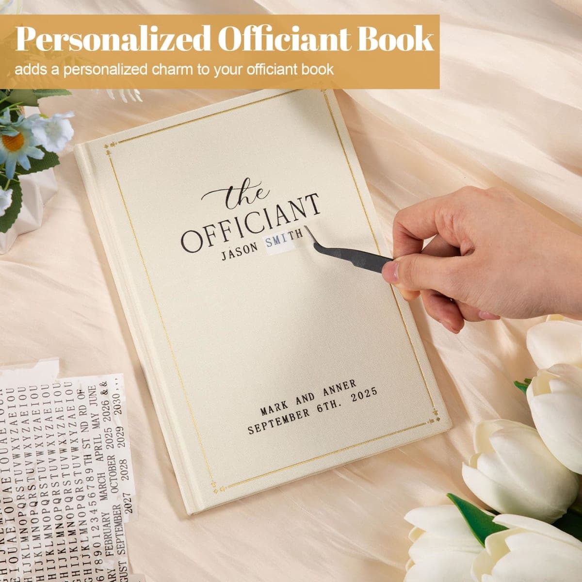 Engrowtic Wedding Officiant Book Custom Hardcover, 160 Lined Pages,White thumbnail 5