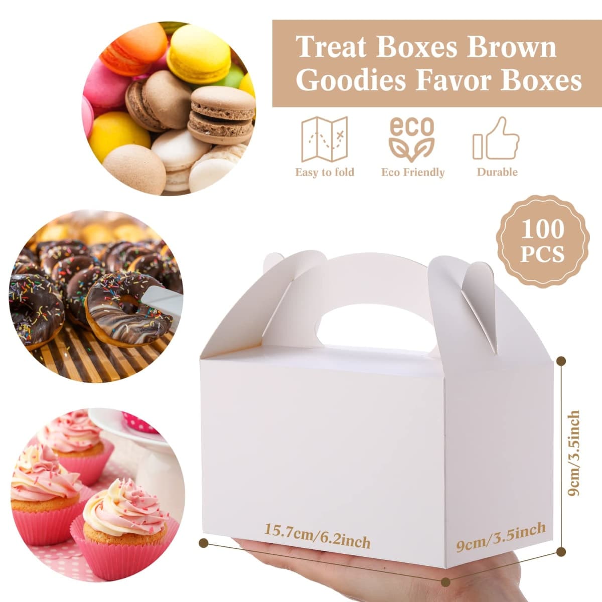 Eaasty 100 Pcs White Treat Boxes Gift Boxes with Lids for Presents Party Favor Boxes Kraft Paper Cookie Boxes for Dessert with Strings Tags for Wedding Birthday Baby Shower 6.2 x 3.5 x 3.5 Inches thumbnail 2